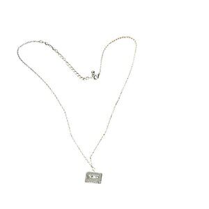 retro Cassette Tape Pendant Necklace With‎ Silver-Tone Chain